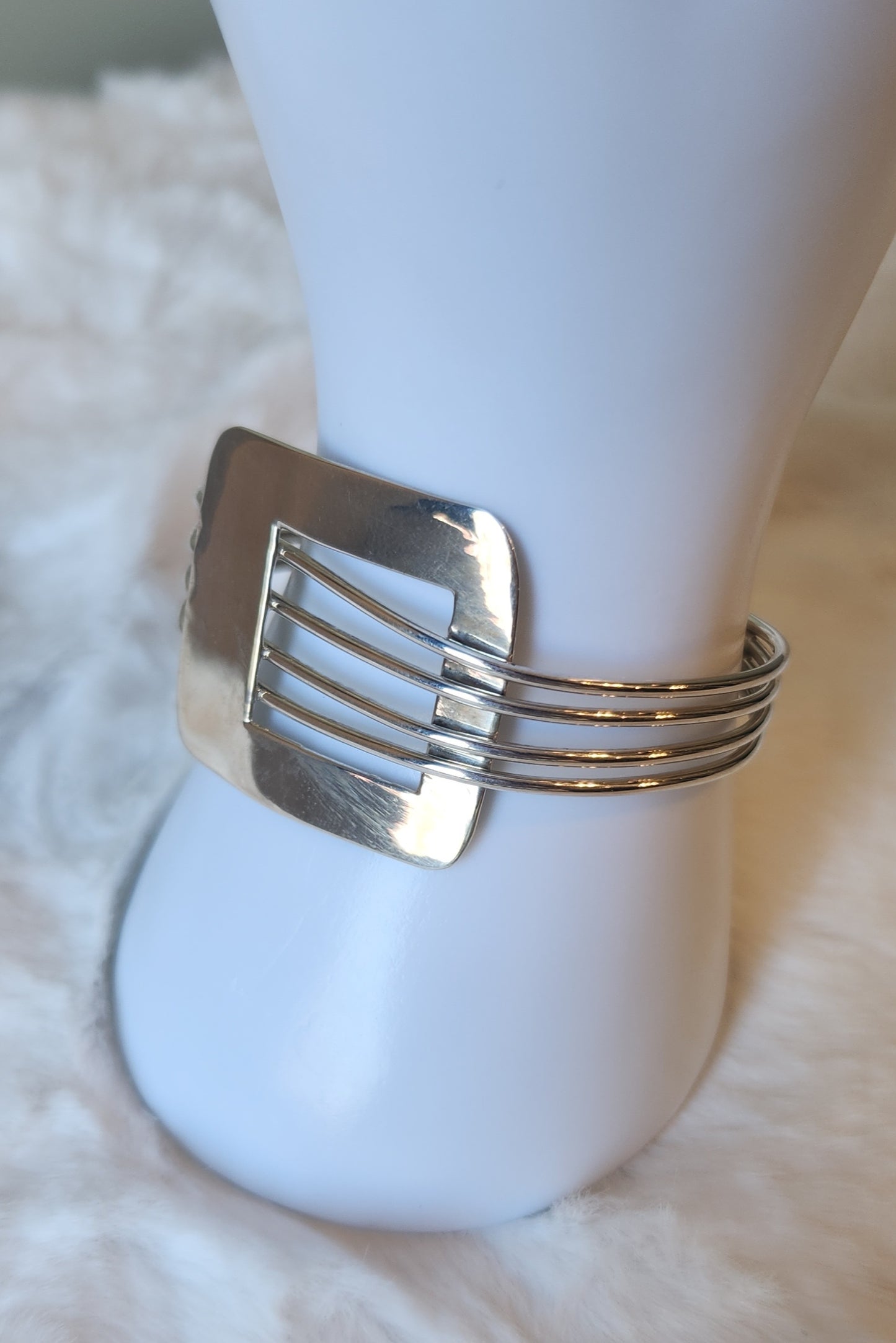 Sterling silver square fashion cuff bracelet