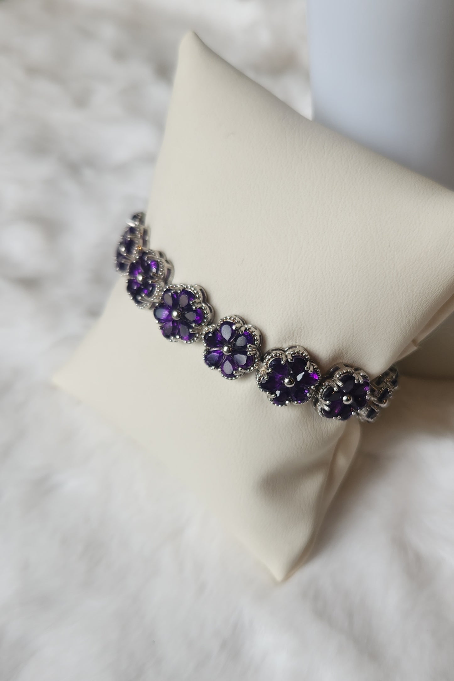 Sterling silver amethyst flower bracelet