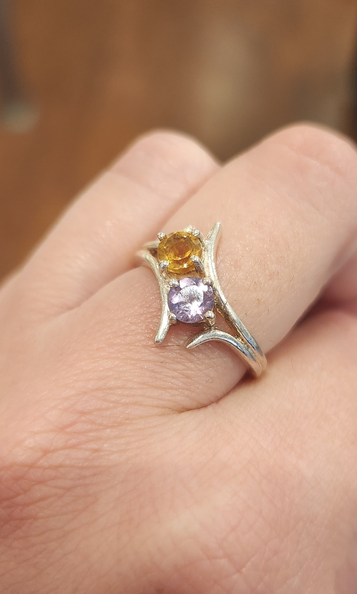 Sterling silver amethyst and citrine ring