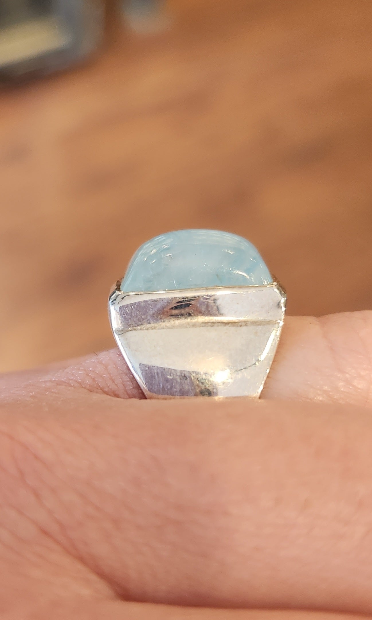 Sterling silver aquamarine statement ring