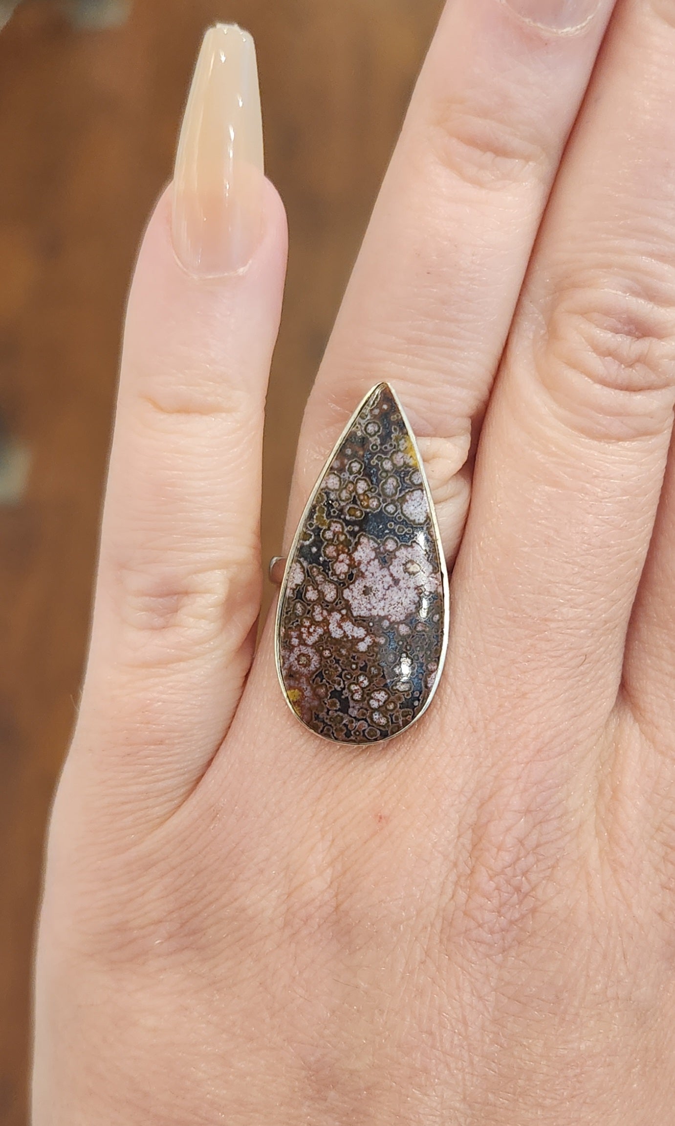 Sterling silver ocean jasper ring