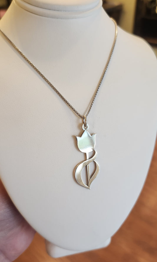 Custom made sterling silver tulip pendant