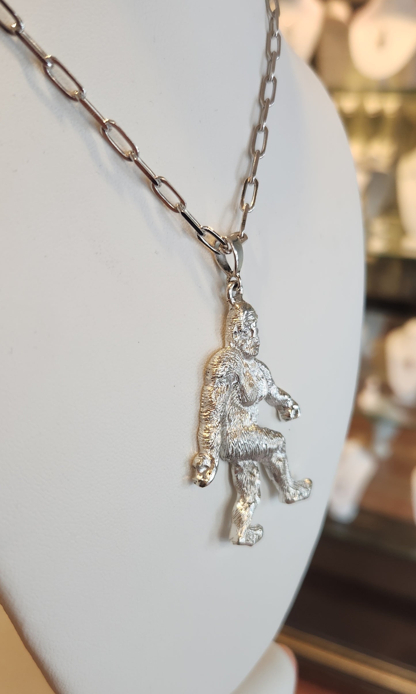 Sterling silver Bigfoot statement pendant and chain