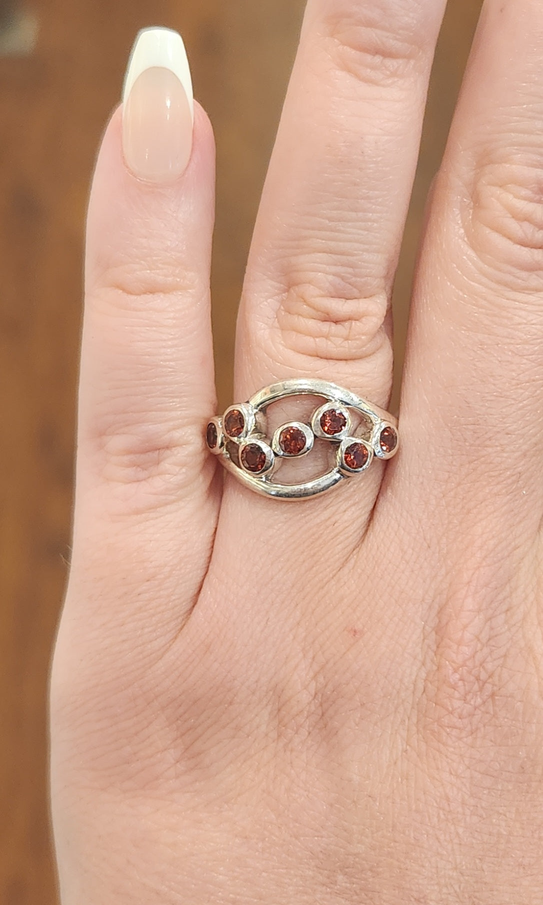 Sterling silver multi-stone garnet ring