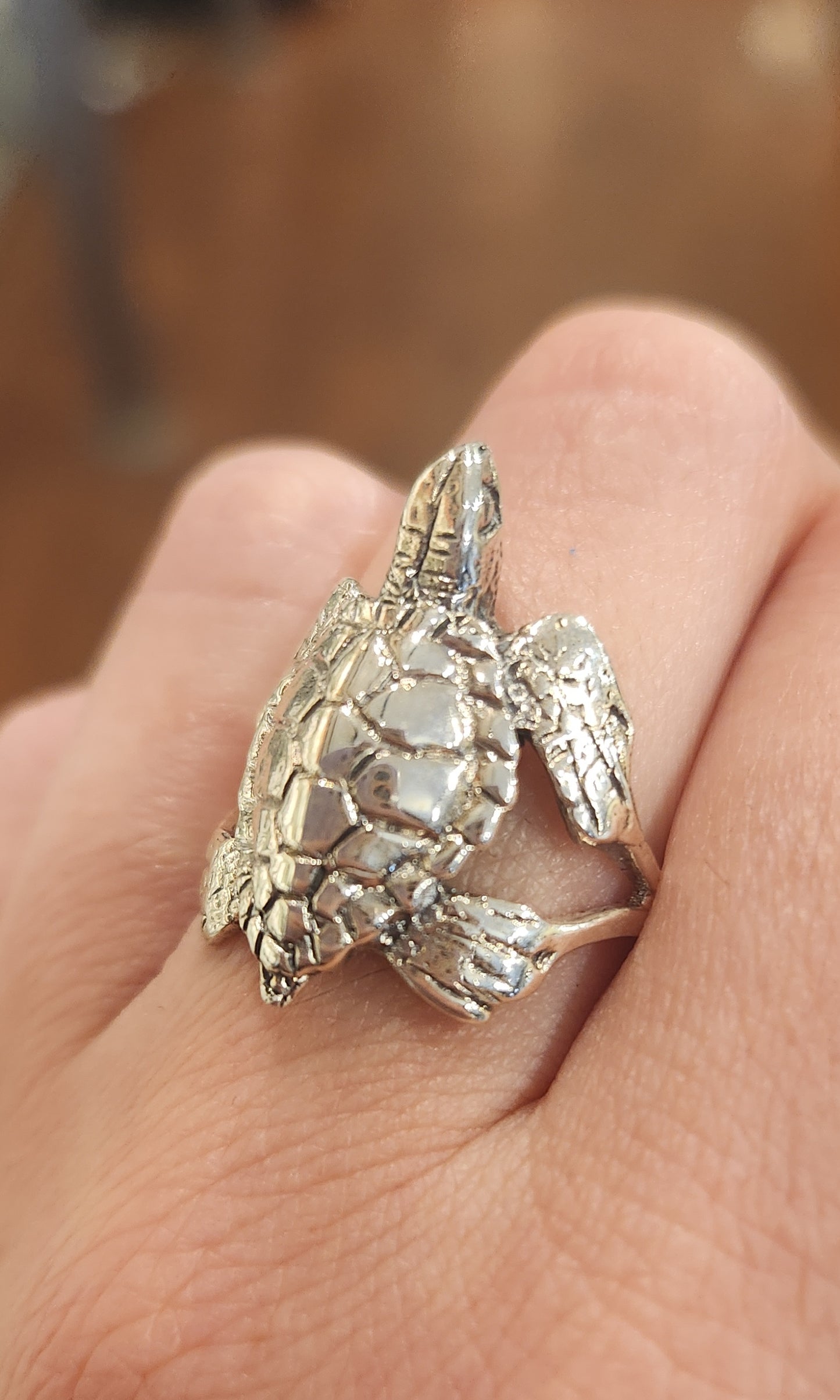 Sterling silver sea turtle ring