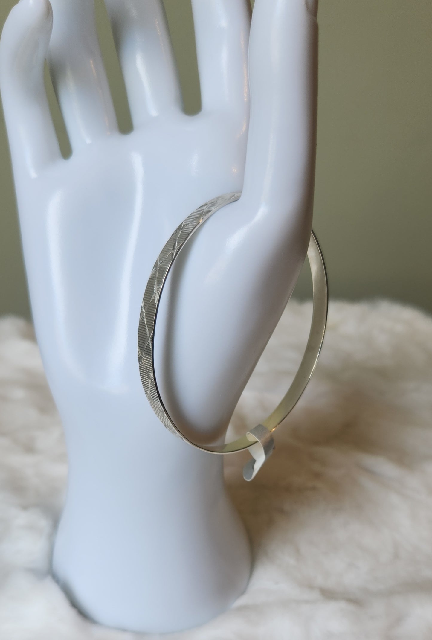 Sterling silver textured bangle bracelet