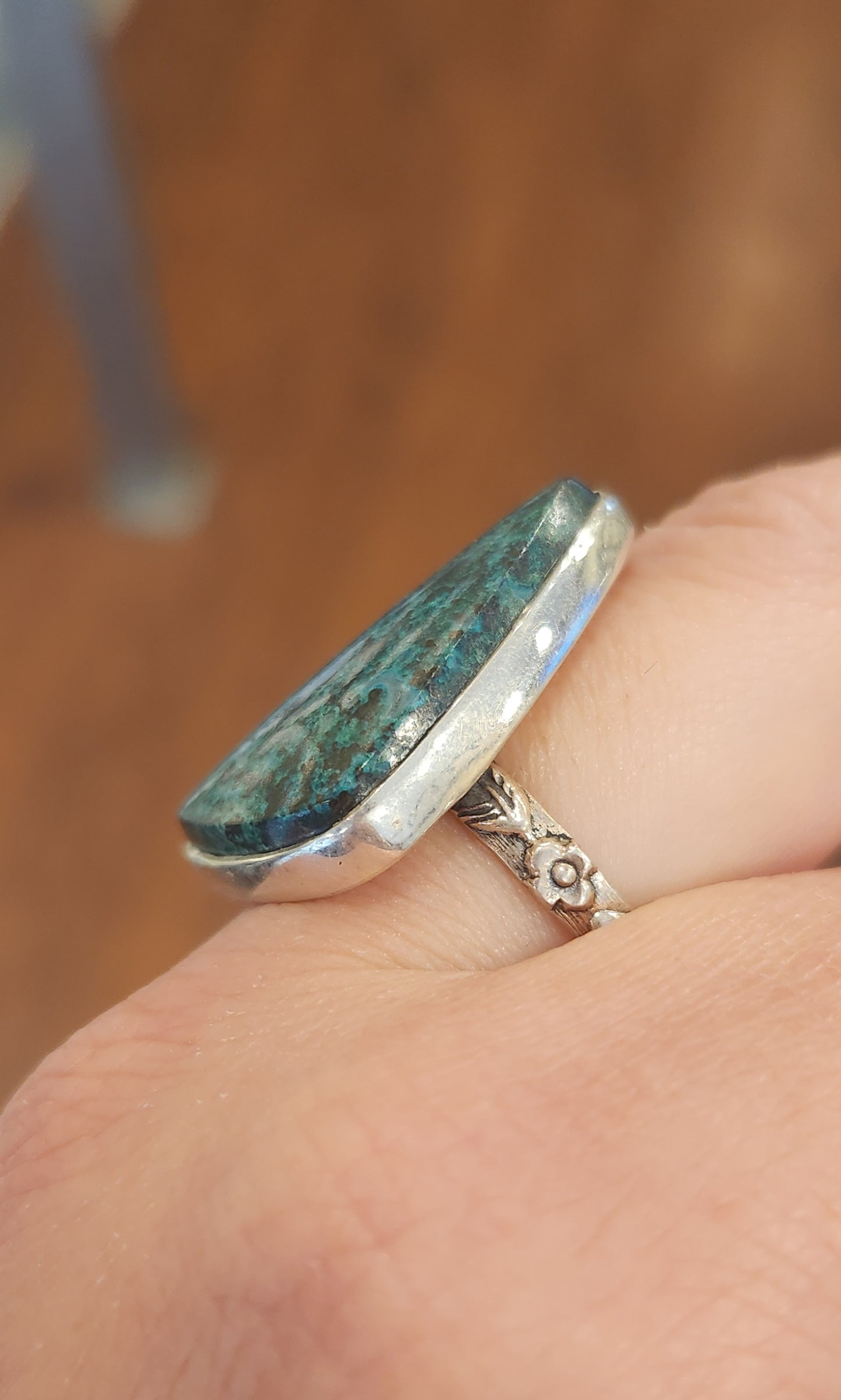 Sterling silver chrysocolla ring