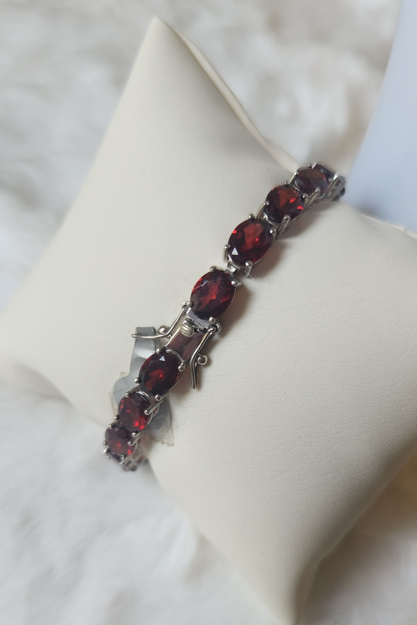 Sterling silver garnet tennis bracelet