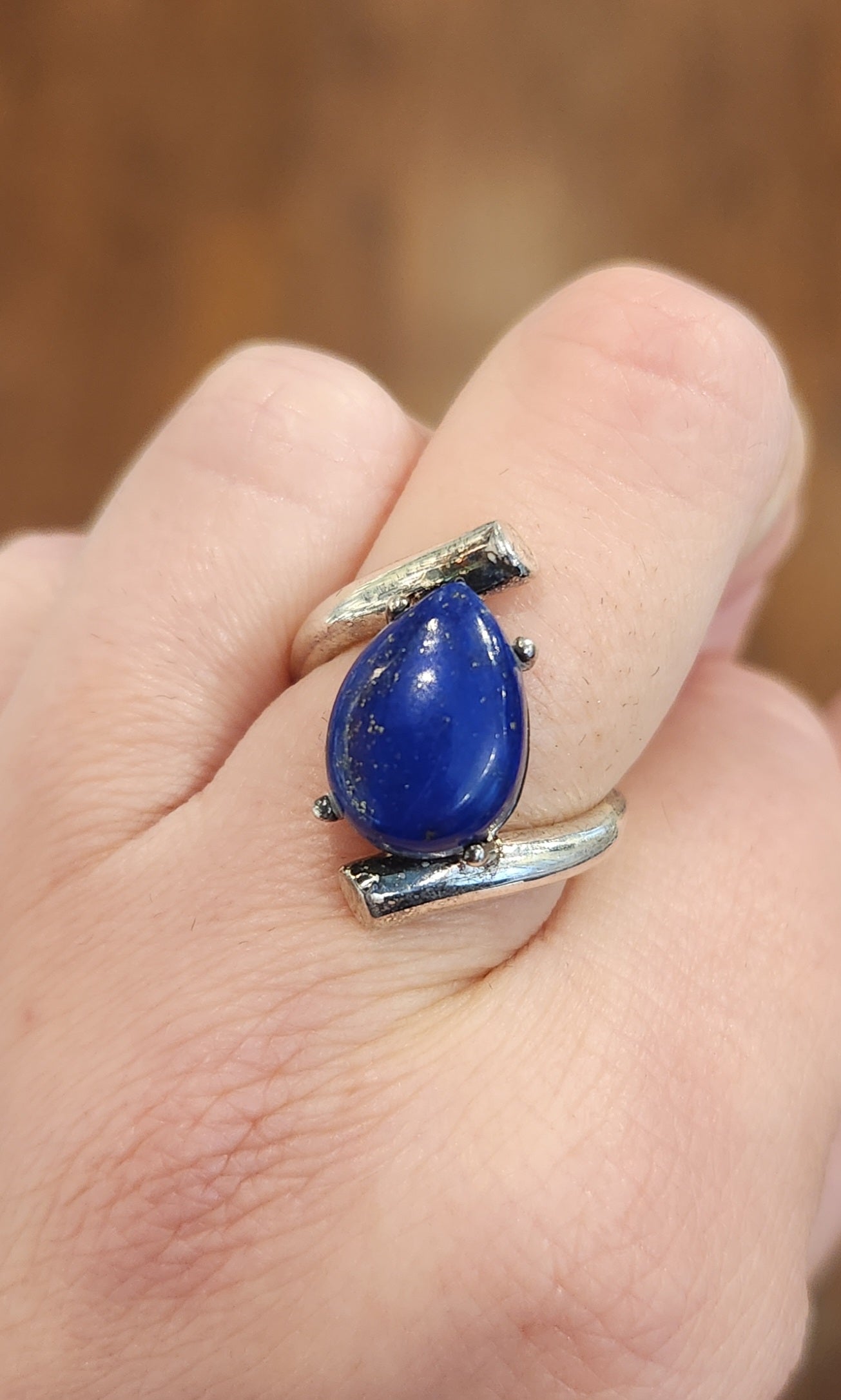 Sterling silver lapis bypass ring