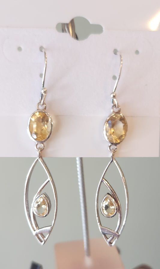 Sterling silver citrine dangle earrings