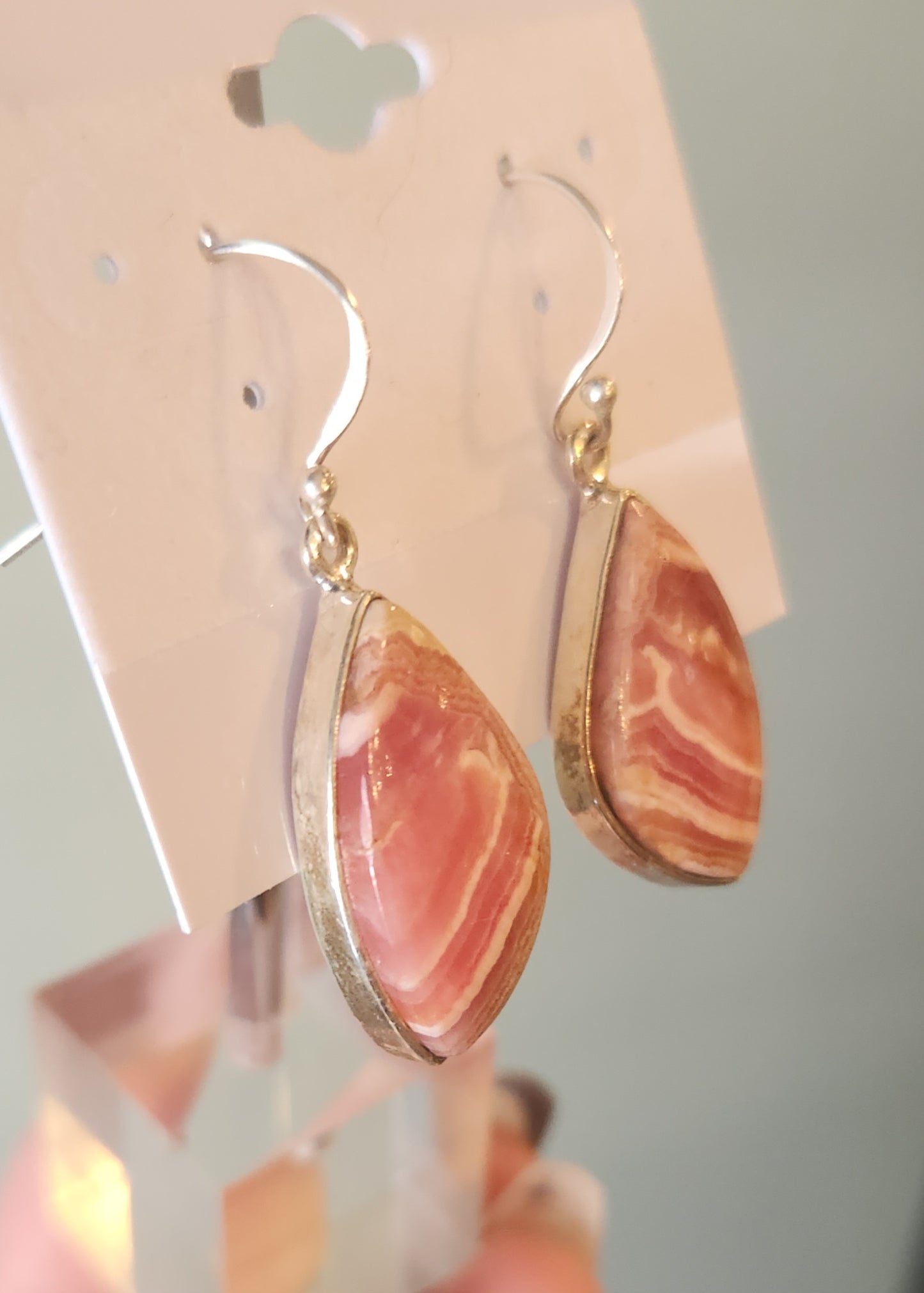 Sterling silver rhodochrosite earrings