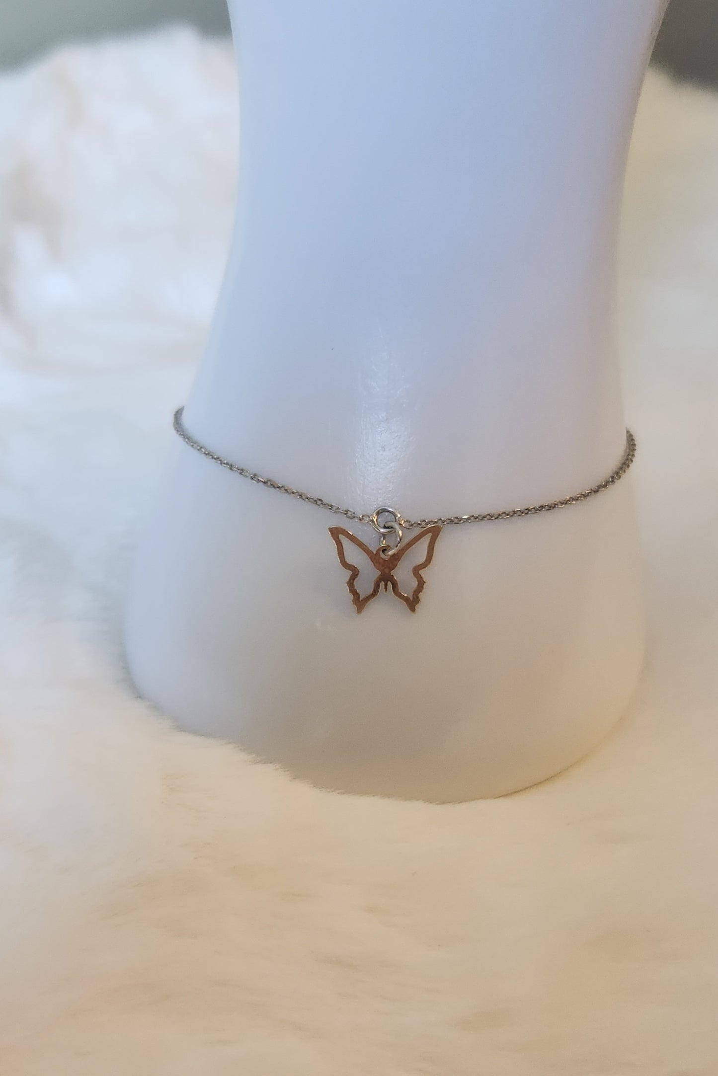 Sterling silver bracelet with gold butterfly