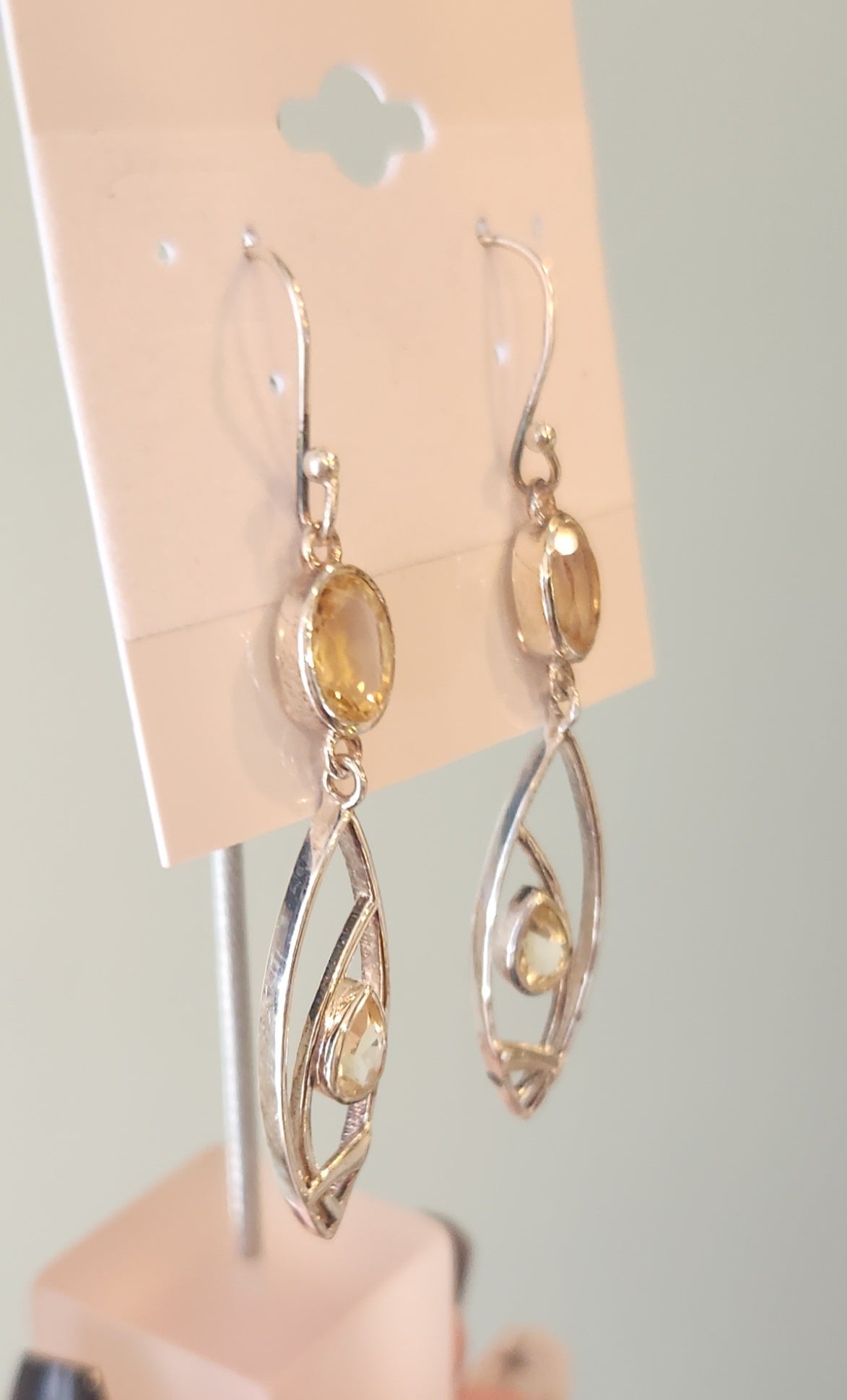 Sterling silver citrine dangle earrings