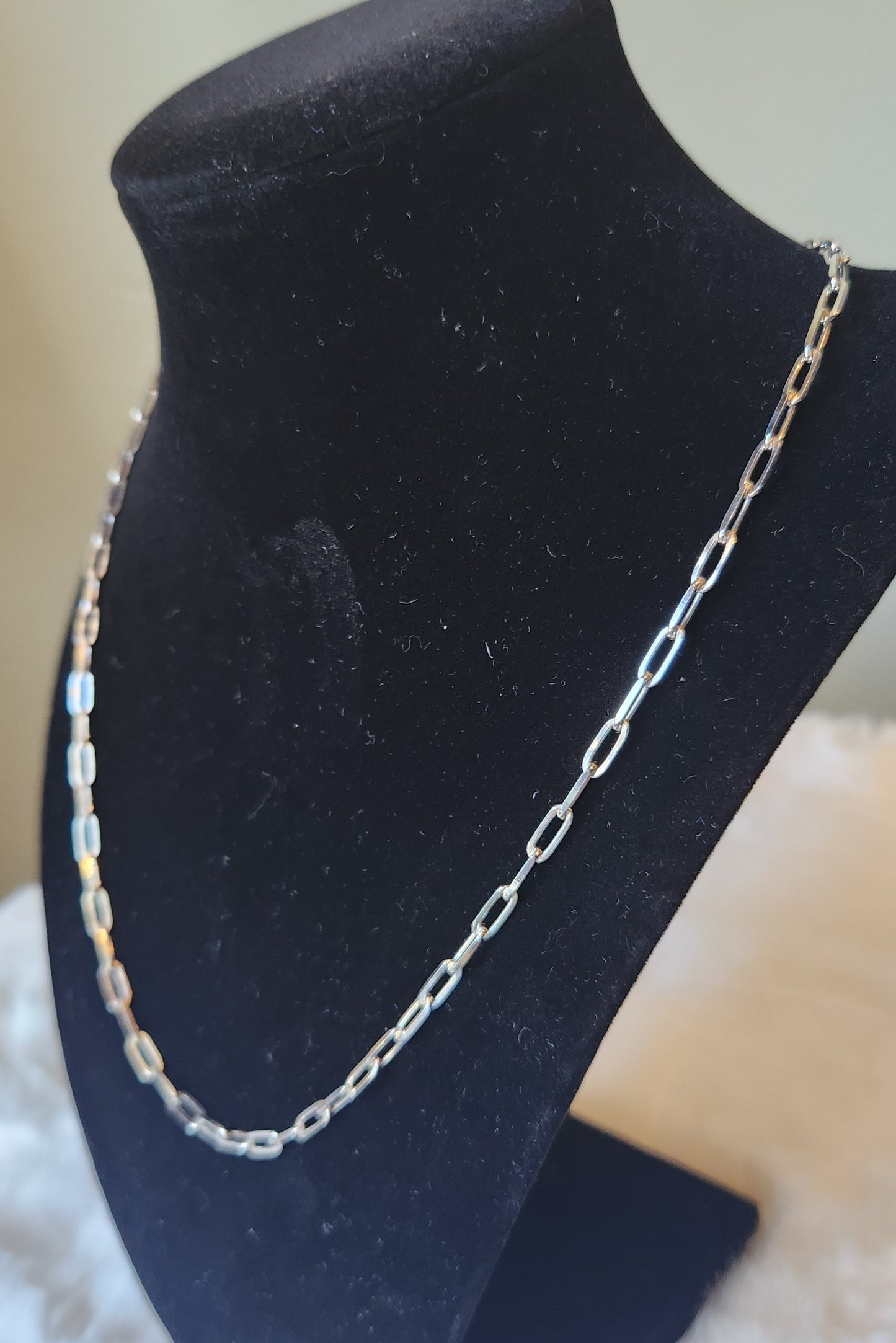 Sterling silver 3mm 20" paperclip chain