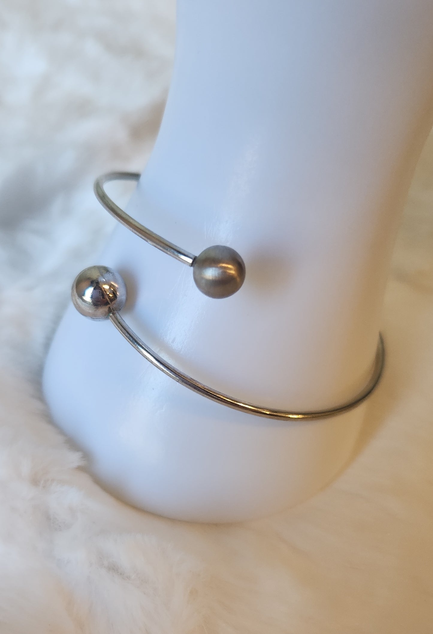 Sterling silver bypass ball cuff bracelet