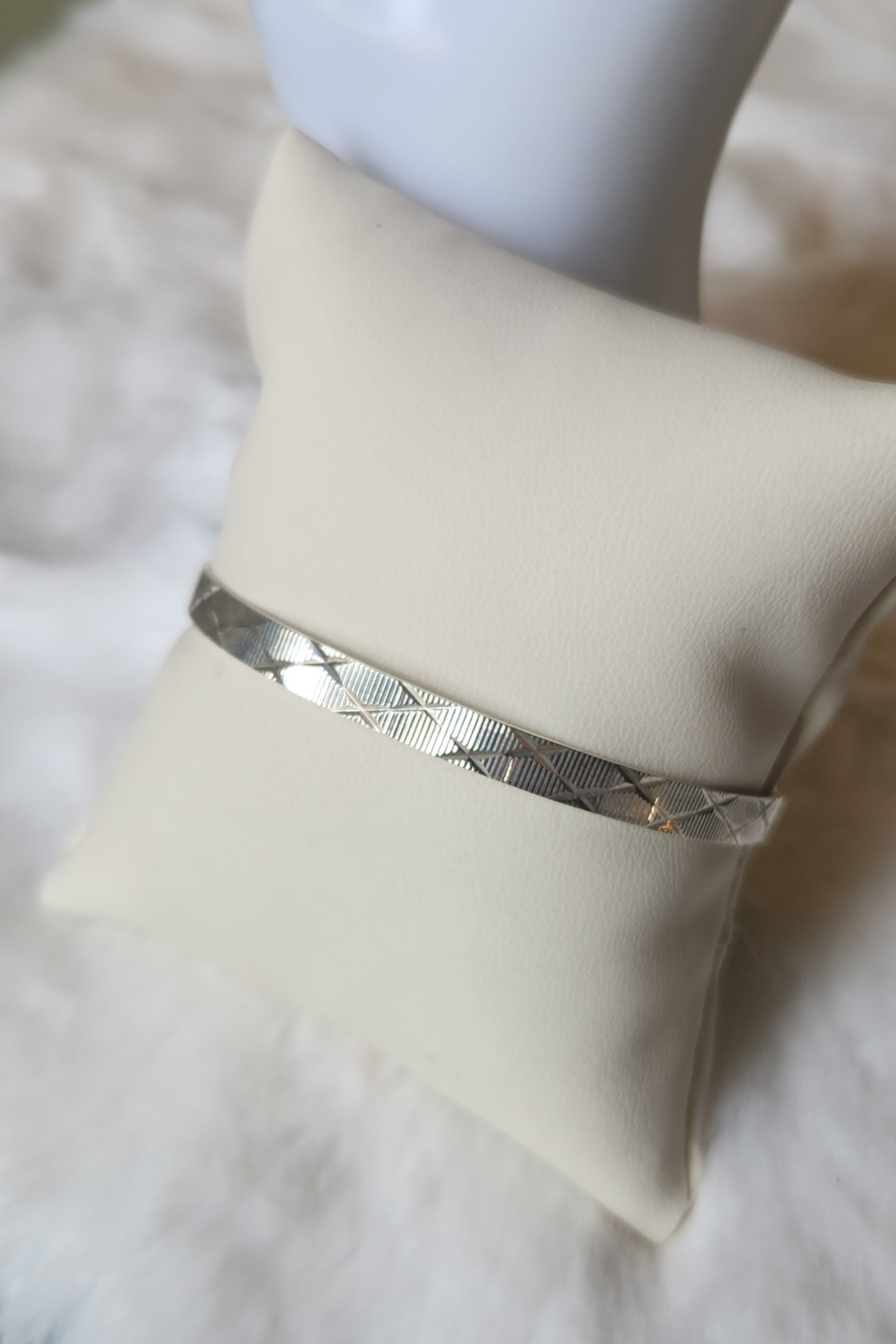 Sterling silver textured bangle bracelet