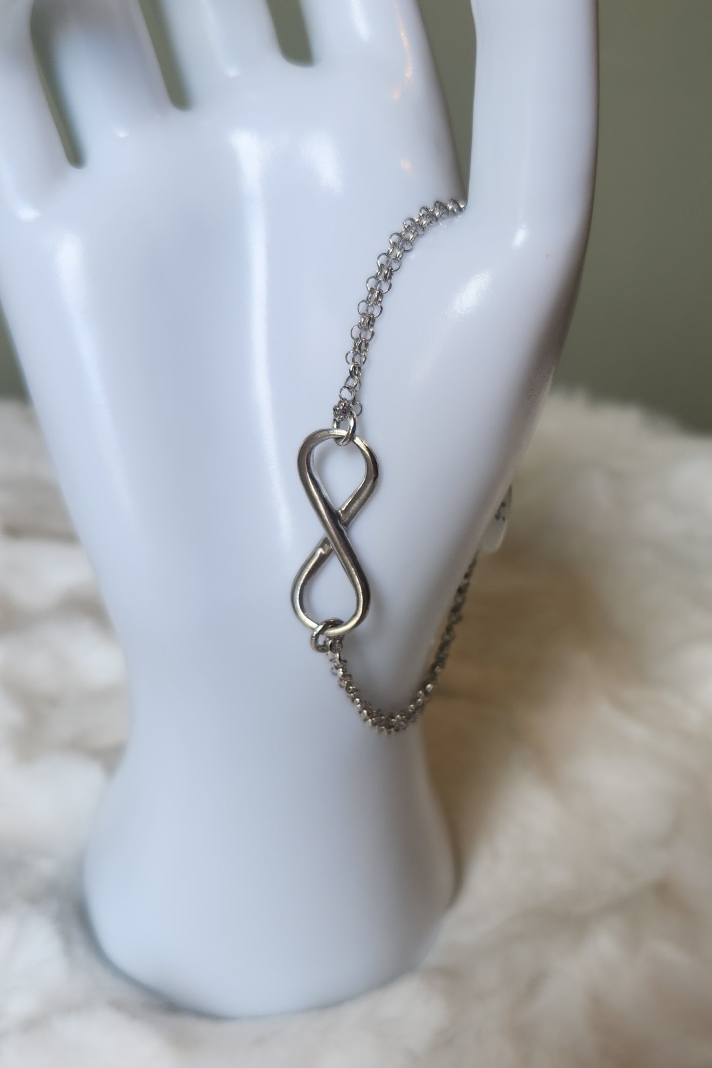 Sterling silver double-chain infinity bracelet