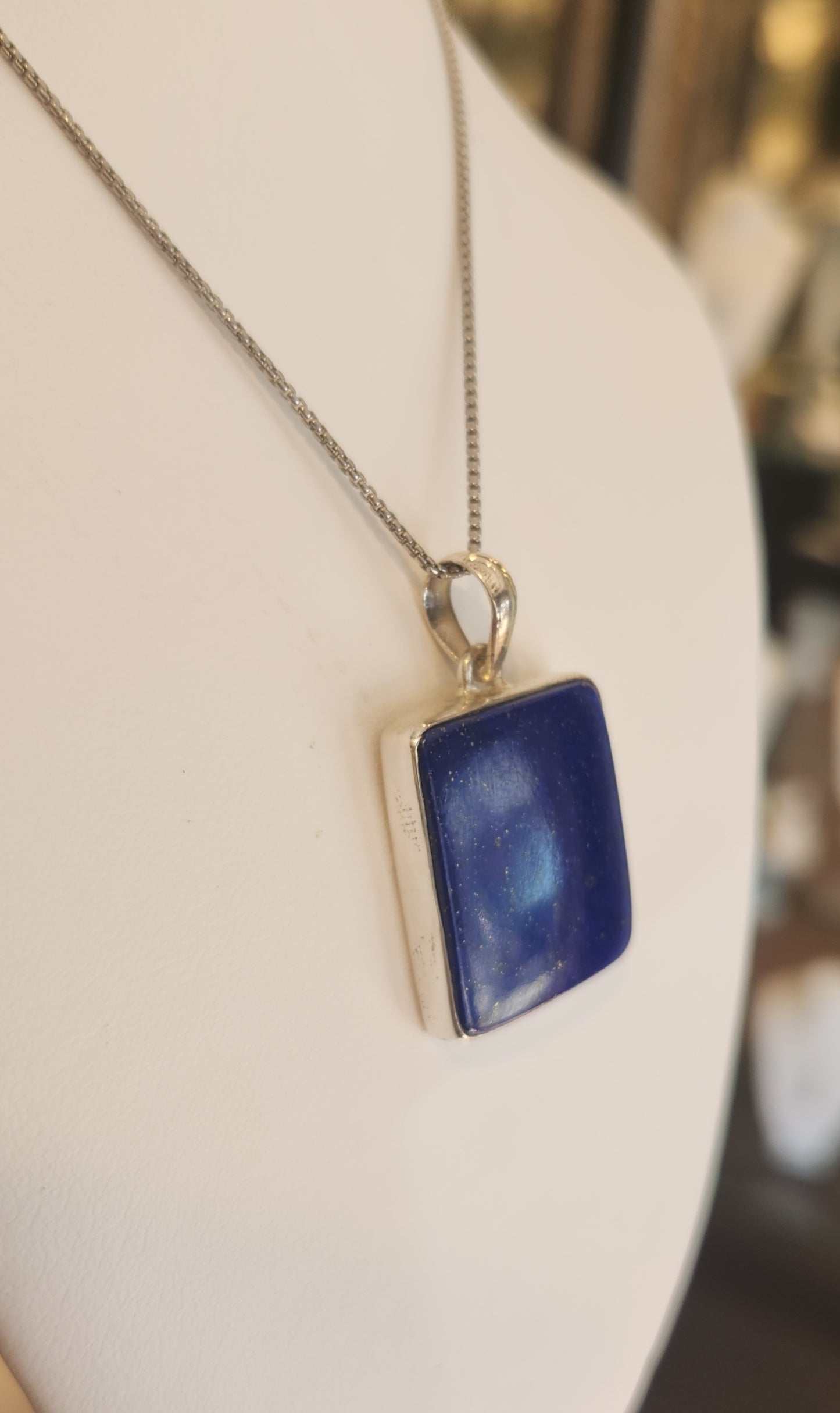 Sterling silver square lapis pendant