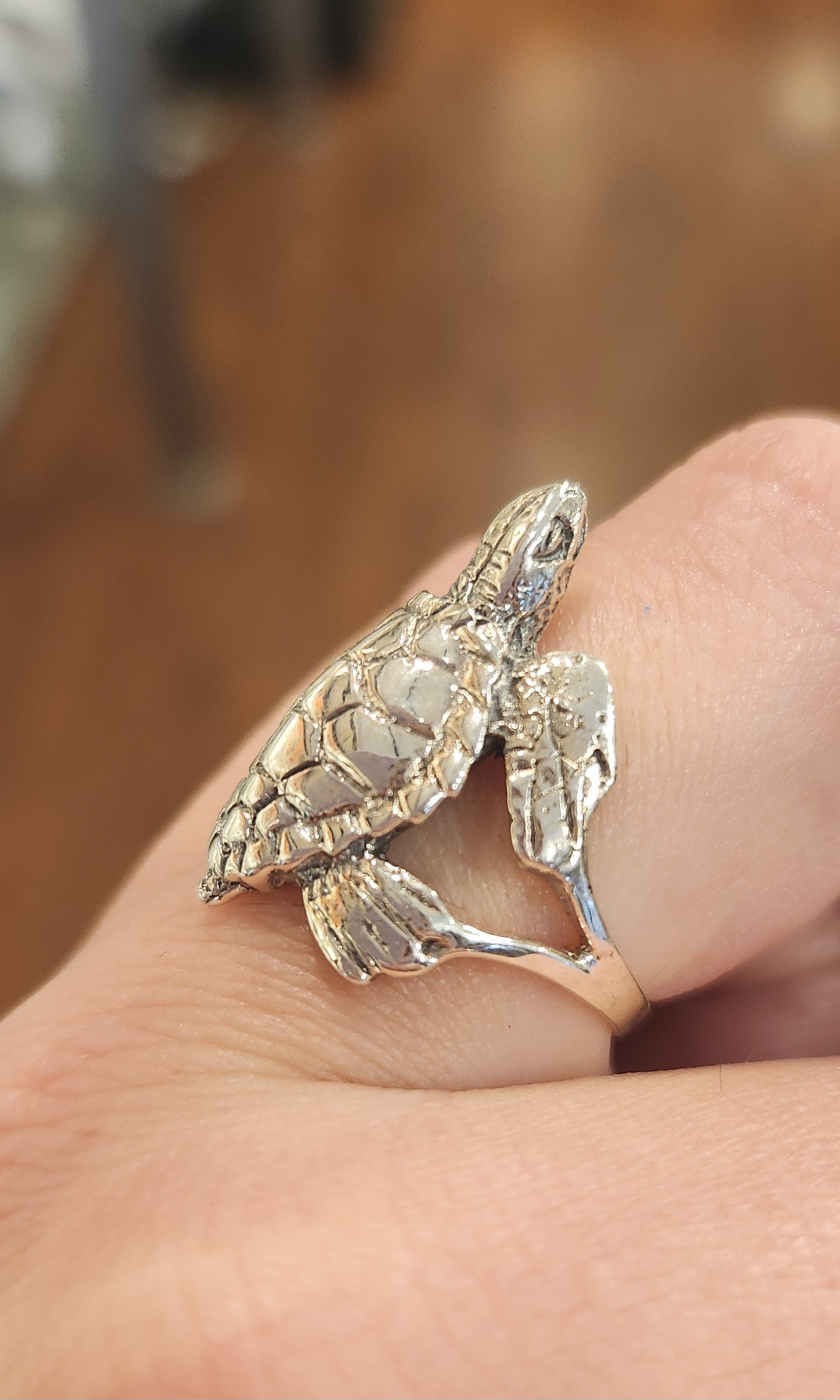 Sterling silver sea turtle ring