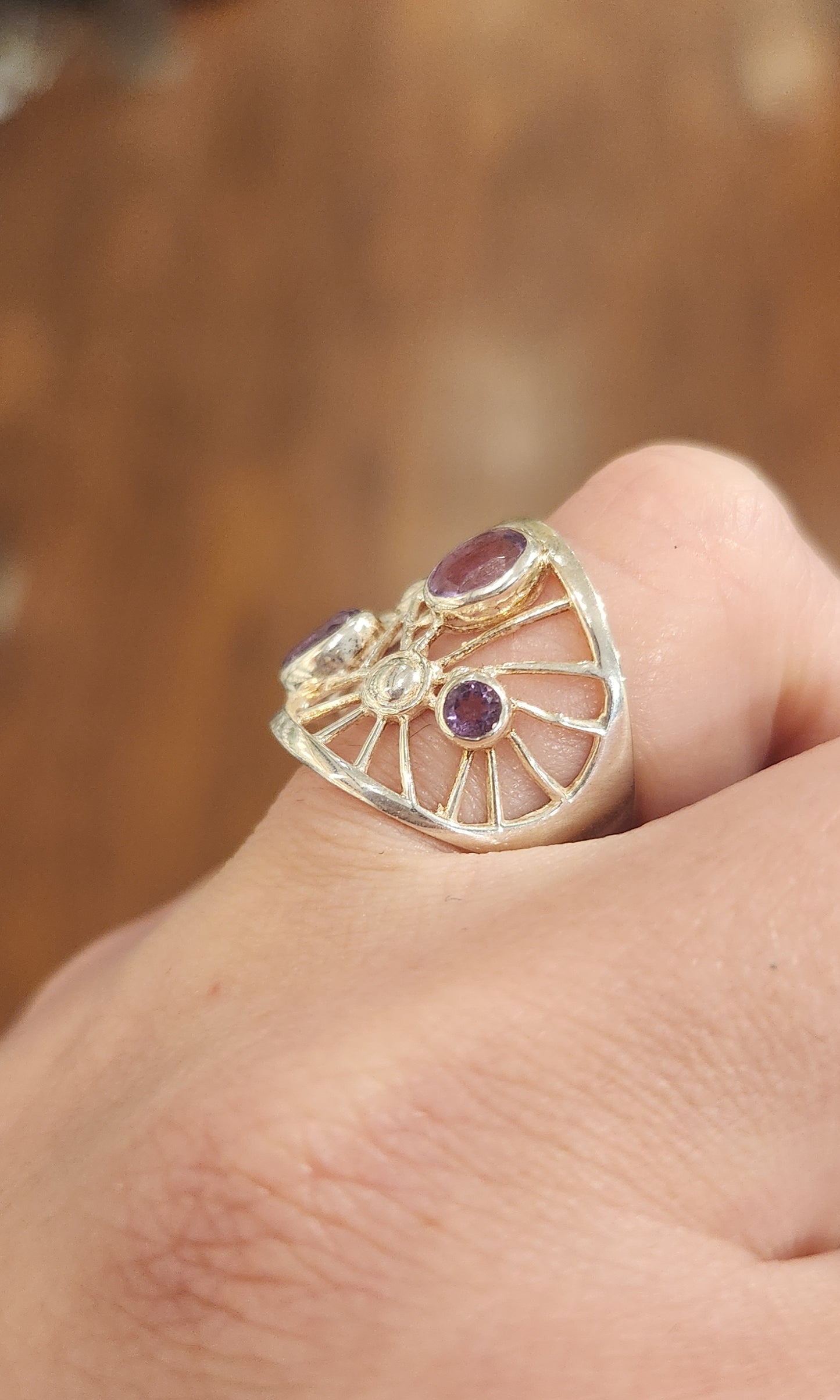 Sterling silver amethyst filigree ring