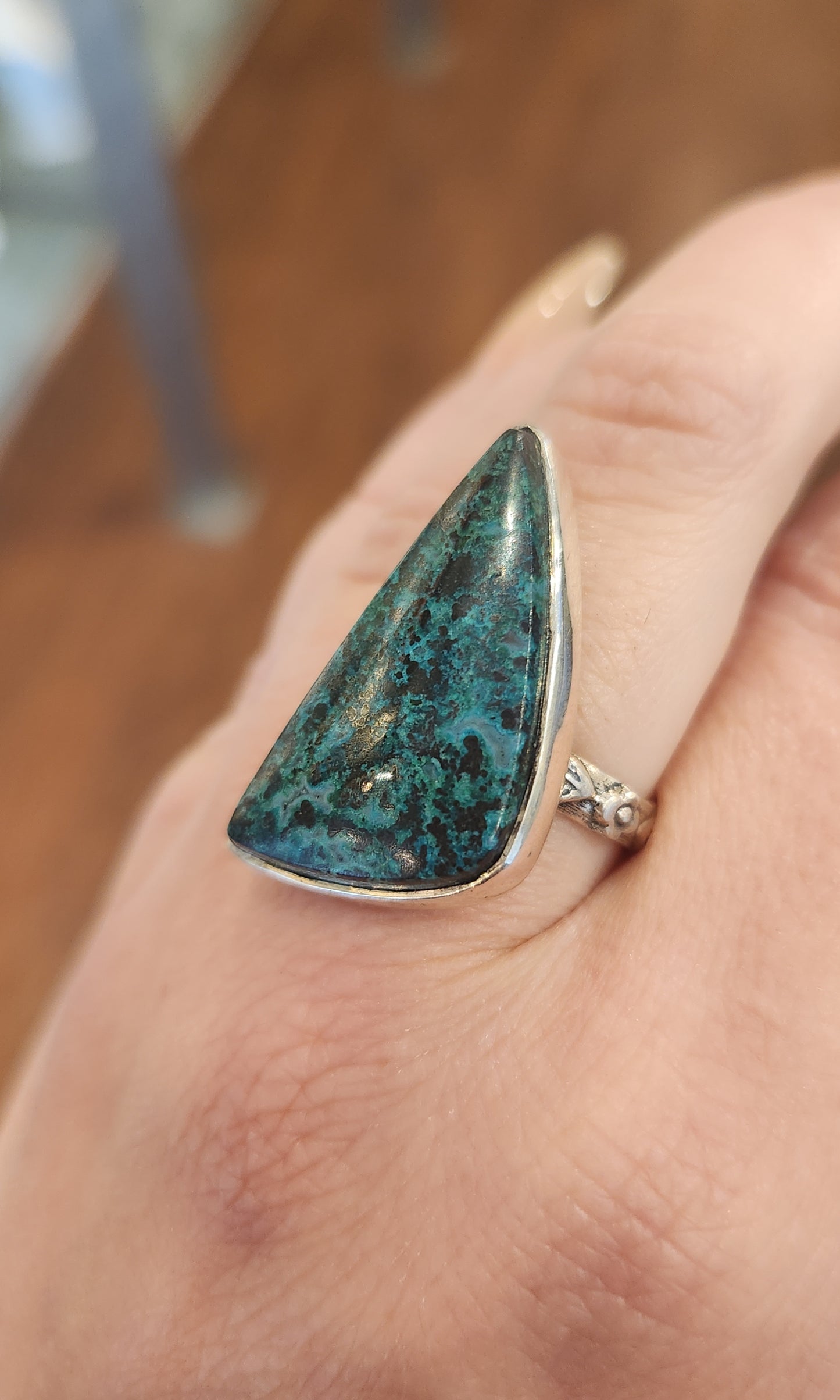 Sterling silver chrysocolla ring