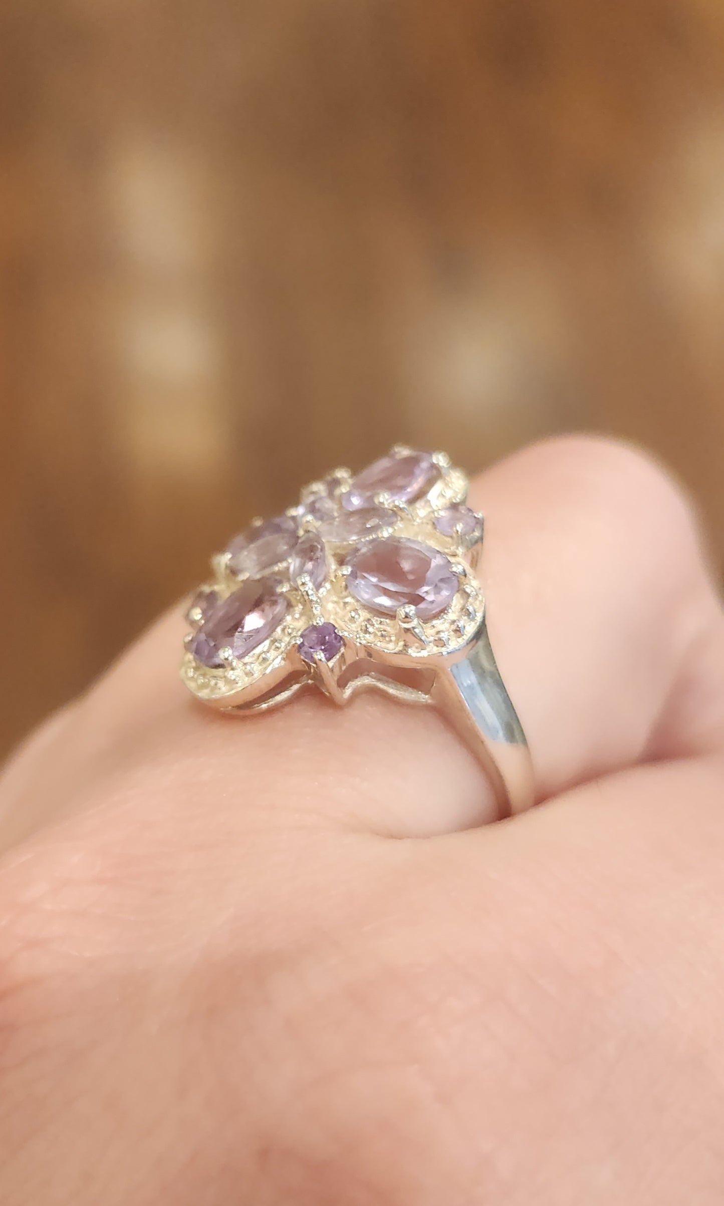 Sterling silver amethyst flower ring