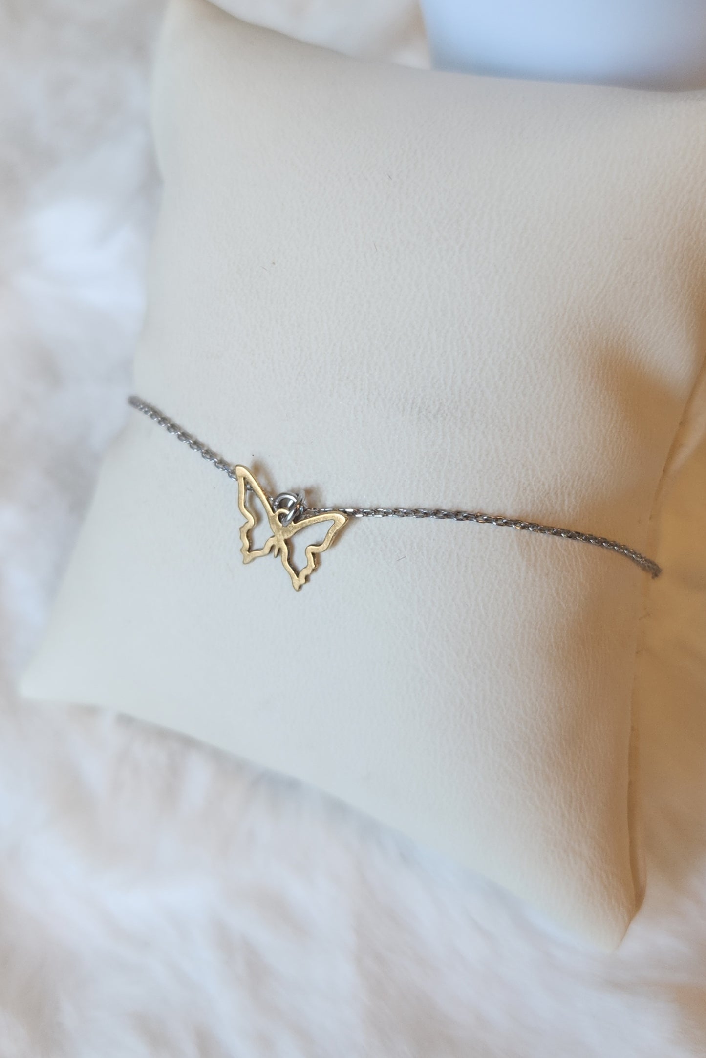 Sterling silver bracelet with gold butterfly