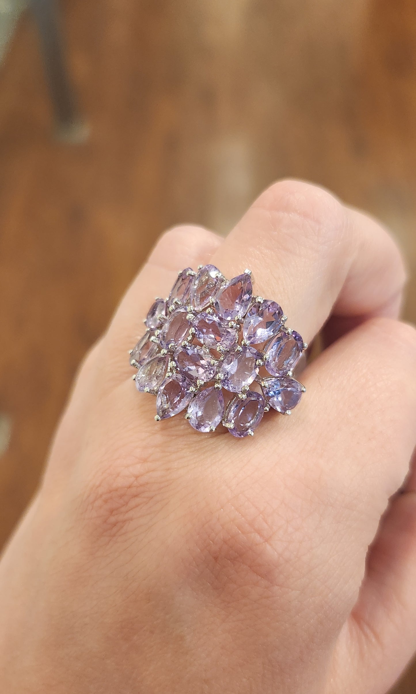 Sterling silver multi-stone amethyst statement ring